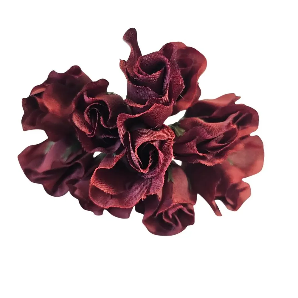 28 Burgundy Silk Rose Picks 1-inch Artificial Flowers Wedding Craft Floral Decor